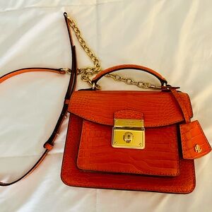 Lauren Ralph Lauren Orange Crossbody Bag with Gold Accents